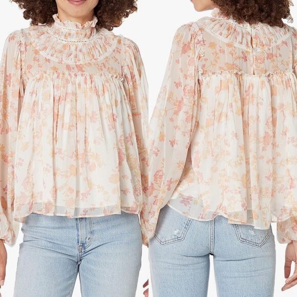 French Connection Tops - French connection dainty floral Diana blouse in coral women’s size M new with ta